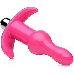 Ribbed Vibrating Butt Plug - Pink