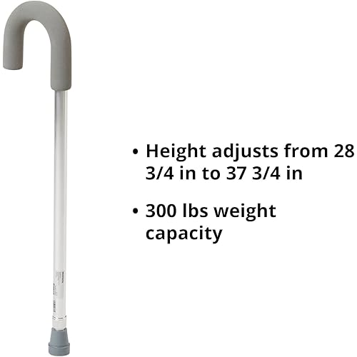 McKesson Silver Aluminum Round Handle Cane 28.75" to 37.75" H 300 lbs. Weight Capacity