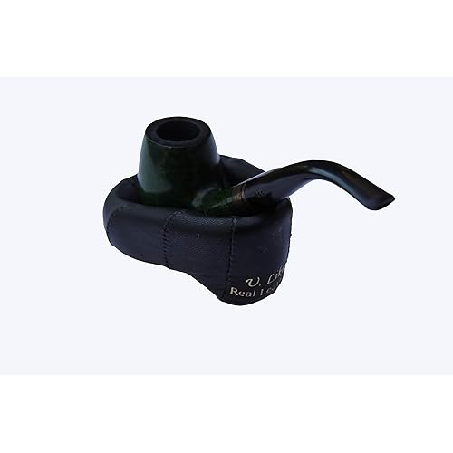 Pipe Stand Holder for Displaying 1 Pipe in Real Genuine Leather