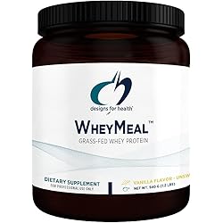 Designs for Health WheyMeal - Grass Fed Whey Meal Supplement Shake Powder with 16g Protein, Supports Immune Health Detox - Non-GMO Gluten-Free, Vanilla 25 Servings 900g