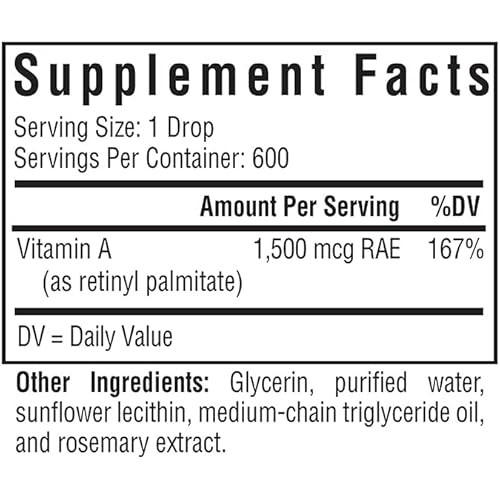 Seeking Health Vitamin A Drops – Immune Support – Liquid Vitamin A – 1,507 mcg of Vitamin A – Supports a Prenatal Vitamin Regimen – 30 ml Bottle - 600 Servings