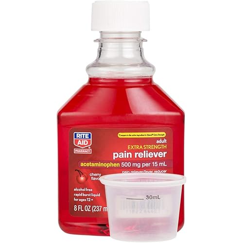Rite Aid Adult Extra Strength Pain RelieverFever Reducer, Cherry Flavor, 500mg15mL - 8 fl oz | Joint Pain | Muscle Pain Relief | Arthritis Pain Relief | Back Pain Relief | Menstrual Pain Relief