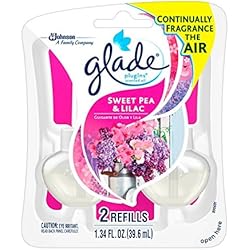 Glade PlugIns Refills Air Freshener, Scented and Essential Oils for Home and Bathroom, Sweet Pea & Lilac, 1.34 Fl Oz, 2 Count