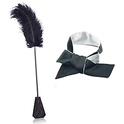 Toys Satin Blindfold Set,Feather Tickle，2 in 1 Sport Exquisite Ostrich Feather Tickler for Games KBXW-643 Style 2