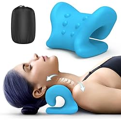 Neck and Shoulder Relaxer, Cervical Traction Device for TMJ Pain Relief and Cervical Spine Alignment Blue