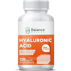 Balance Breens Hyaluronic Acid Supplement 200 mg per Capsule - 120 Non-GMO Capsules - Supports Skin Hydration, Youthful Skin, Joints Lubrication, Antioxidant and Immune Support