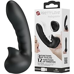 Pretty Love Hobgoblin 12 Function Silicone Rechargeable Sucking Finger Vibe - 3 Functions of Tickling - Black