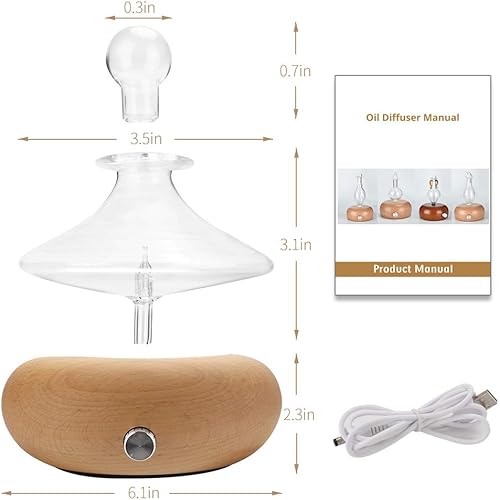 KPOKPO Professional Aromatherapy Diffuser, Wood Diffuser, Diffusers for Essential Oils, Wood and Glass with Premium Home Use Oils, Ultrasonic Diffusers - No Heat, No Water, 7Color LED Light