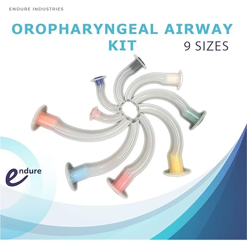Endure Oropharyngeal Airway Kit, 9 Pieces, Sizes 40mm - 120mm, Color-Coded by Size