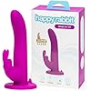 Happy Rabbit Silicone Rechargeable Vibrating Strap On Harness Set - Purple