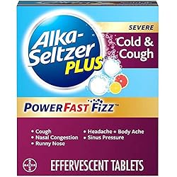 ALKA-SELTZER PLUS Severe Non-Drowsy Cold & Cough PowerFast Fizz Effervescent Tablets, Citrus, 20 Count Pack of 1