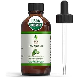 SVA Organics 100% Pure Tamanu Oil | USDA Certified Organic 4 Oz 118 ML - Premium Grade Therapeutic Grade | Cold Pressed Oil For Face, Skincare, Strong Hair, and Body massage