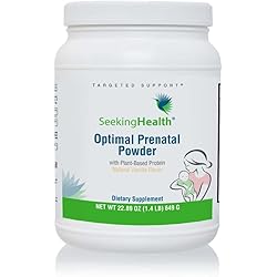 Seeking Health Optimal Prenatal with Plant-Based Protein, Vanilla Flavor, Vegetarian Protein Powder with Prenatal Multivitamin for Women, Gentle Formula for Digestive Comfort, 15 Servings