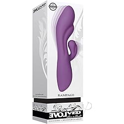 Rampage Powerful Thick Dual Silicone Rechargeable Rabbit Vibrator Purple