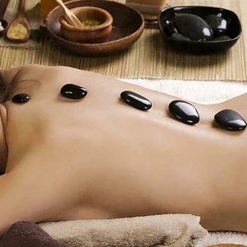 LoveinDIY 2 Pieces Massage Hot Stones - Natural Oval Basalt Stones, SPA Back Warmer, 8x3.2x2cm