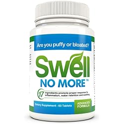 SwellNoMore Pill Reduces Edema Swelling Water Retention Bloating Puffy Eyes Swollen Feet, Swollen Legs & Swollen Ankles -1 Bottle 1 Month Supply - 60 Tablets