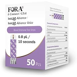 FORA6ConnectTest N’Go Advance Voice Blood Ketone Test Strips - 50 Count, Ideal for Keto Diet and Ketosis Monitoring