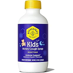 BEEKEEPER'S NATURALS Kids Nighttime Honey Cough Syrup - Immune Support with Propolis, Elderberry & Raw Honey - Sleep Support with Chamomile & L-Theanine - Gluten Free, 4 oz