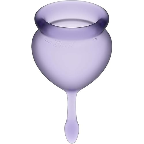 Satisfyer Feel Good Menstrual Cup - Reusable Period Cup with Removal Stem - Soft, Flexible Body-Safe Silicone, Easy Insertion & Removal - Includes 2 Cup Sizes for All Flows Purple