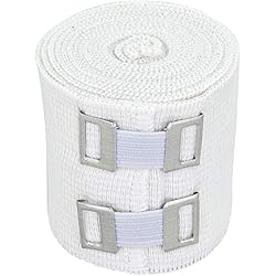 GT USA Organic Cotton Soft Woven White 2" Wide, Single | Cotton Elastic Bandage Wrap | Latex Free | Metal Clip Fasteners | Hypoallergenic Compression Roll |for Sprains & Injuries