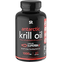 Sports Research Krill Oil Supplement with EPA & DHA Omega 3, Phospholipids & Astaxanthin from Antarctic Krill - Highest Concentration of Krill Oil for Men & Women - 1000mg, 60 Softgel Capsules