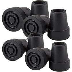 Sky Med 12" Shaft Small Base Quad Cane Replacement Tip Black 8 Counts 12", Black