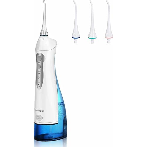 TOVENDOR Electric Water Flosser, Cordless Dental Oral Irrigator - 3 Modes, 3 Tips for Family Hygiene 300ML, Waterproof Waterflosser