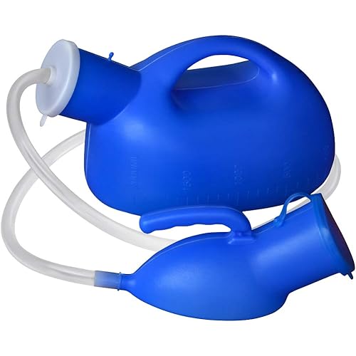 Men's Urinal with Hand-held Portable Urine Cup 2000 ml Large Capacity Male urinals for Elderly Hospital beds Wheelchair Blue