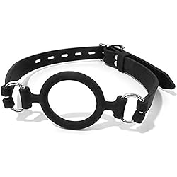YELO Open Mouth Gag O-ring Gag Restraints, Head Harness Restraint Mouth O-ring Gag Oral Fixation, Adjustable Strap