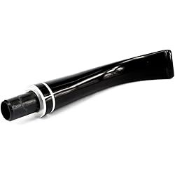 OLD FOX Pipe Stem Replacement Black Bent Mouthpiece Double Ring Decoration Fit 9mm Carbon Filters BE0067