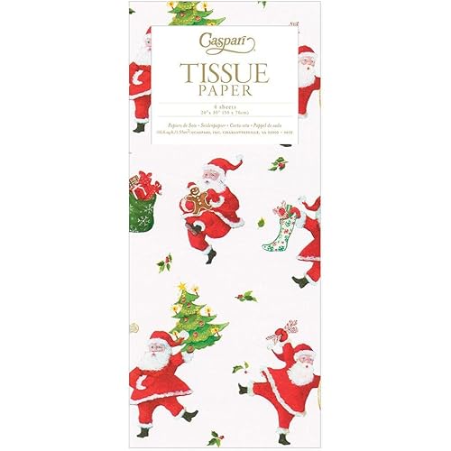Caspari Dancing Santas Tissue Paper - 16 Sheets Included
