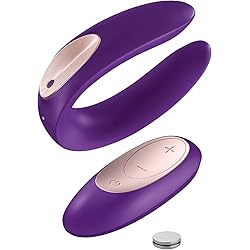 Satisfyer Double Plus Couples Vibrator with Remote Control - G-Spot and Clitoral Stimulation, Partner Toy, U-Shape, Wearable During Intercourse - Soft Silicone, Waterproof, Rechargeable