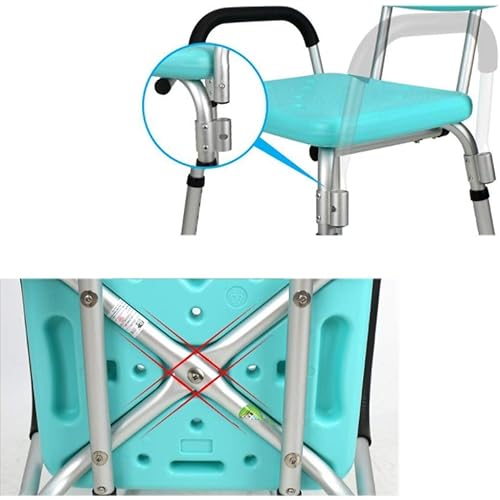 MKYOKO Waterproof Shower Lift Chair with Anti-Slip Rubber Tips, Medical Bath Tool with Arms and Back Adjustable Height