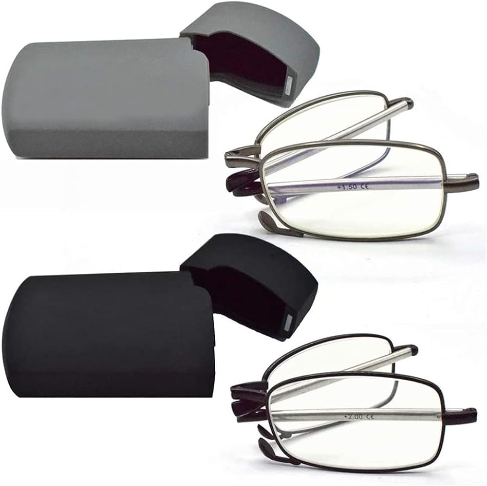 2 Pack Reading Glasses Blue Light Blocking, Anti UV Glare Eyestrain, Foldable Computer Spring Hinge Readers for Women Man