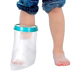Doact Kids Cast Cover Protector Foot for Shower Bath, Waterproof Cast Keep Cast Bandage Dry, Reusable Watertight Cast Bag for Broken Surgery Foot Wound Burns Ankle ToeChild Leg 12"