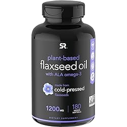 Vegan Flaxseed Oil 1200mg Herbal Supplement with Plant-Based ALA Omega 3 ~ Vegan Certified & Non-GMO Project Verified ~ Gluten, Soy & Carrageenan Free 180 Veggie softgels