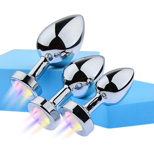 GMGJQR Light Up Butt Plug Stainless Steel Anal Trainer Toys-M
