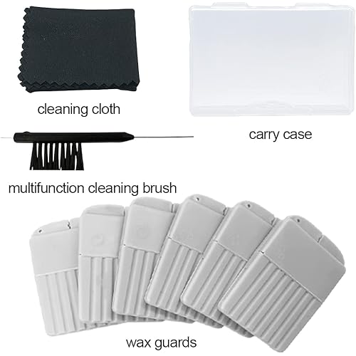 Hearing aid Wax Guards Filters Cerumen Stop Wax Traps for Phonak, Unitron, Widex Hearing aids Cleaner with Cleaning Brush kit Tools and Carry case – 6Packs48 Filters