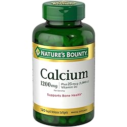 Calcium Carbonate & Vitamin D by Nature's Bounty, Supports Immune Health & Bone Health, 1200mg Calcium & 1000IU Vitamin D3, 120 Softgels