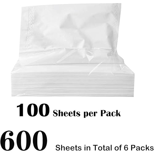 600 Sheets Car Tissue Refills, Car Travel Napkins, Disposable Facial Tissue for Car Visor Holder, 6 Packs, 100 Sheets per Pack