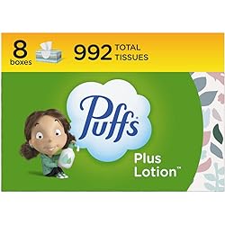 Puffs Plus Lotion Facial Tissue, 8 Family Boxes, 124 Facial Tissues per Box