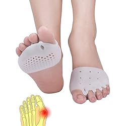 Metatarsal Pads, Toe Separator, Gel Metatarsal Cushion Toe Separators, 4 PCS,New Material, Forefoot Pads, Toe Spacers,Breathable & Soft Gel, Best for Diabetic Feet, Blisters, Forefoot Pain. White