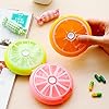 Light Pink Pillbox Mini Pill Container Easy to Carry Medicine Box Medicine Vitamin Box Case Storage Daily Pill Organizer with a Lemon Pattern Vitamin Organizer for Vitamin Fish Oils Supplement