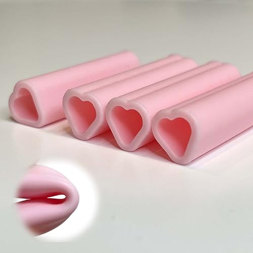 The best MOON Set of 4 Heart Shaped Stainless Steel Reusable Straws with Silicone tips BPA-free Food Gradable Pink Cute Metal Straws with Cleaner Brush