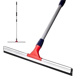 DSV Standard Professional Telescopic Stainless Aluminum Floor Scrubber Squeegee | 30” – 57” | Solid Natural Silicone Rubber Head 23.6” |Best for Washing Shower GlassWindowFloors