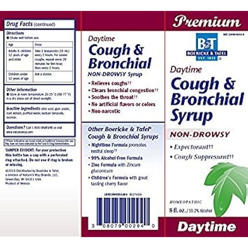 Boericke and Tafel Day Time Cough and Bronchial Syrup, 8 Ounce - 3 per case.3