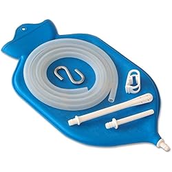 HealthAndYoga Superior Enema Bag Kit - 2 Quart Fountain Open Top – Silicone Hose and Fittings – Blue