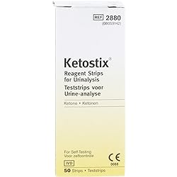Ketostix Reagent Strips for Urinalysis, Measure Ketone Levels, 50-Count Box