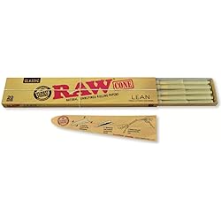 RAW Classic Natural Unrefined Pre Rolled Cones - 20 Cones Per Pack - Lean Size 1 Pack, 20 Count Pack of 1