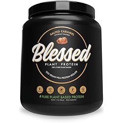 Blessed Plant Based Vegan Protein Powder - 23g of Pea Protein Isolate, Low Carbs, Non Dairy, Gluten Free, Soy Free, No Sugar Added - Meal Replacement for Women & Men, 15 Servings Salted Caramel